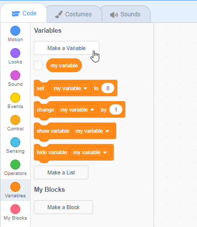 Click on “Make a Variable”
