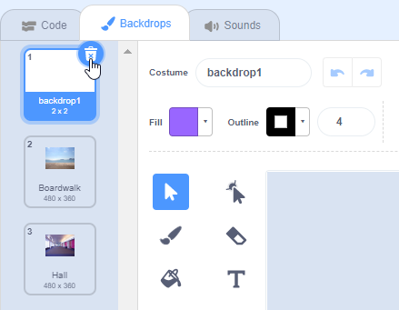 “delete” icon and delete the first “backdrop"