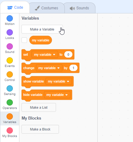 click on “Make a Variable”