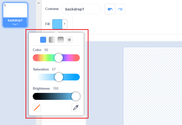 Select the color by dragging the “Color”, “Saturation” and “Brightness” sliders