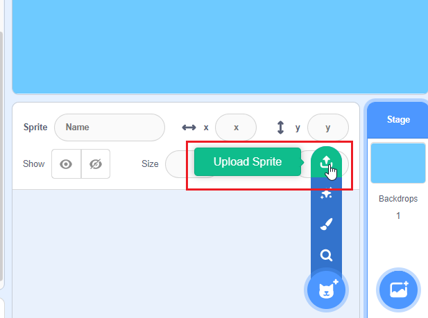 Click on the “Upload Sprite”