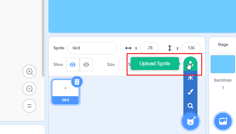 Click on the “Upload Sprite”
