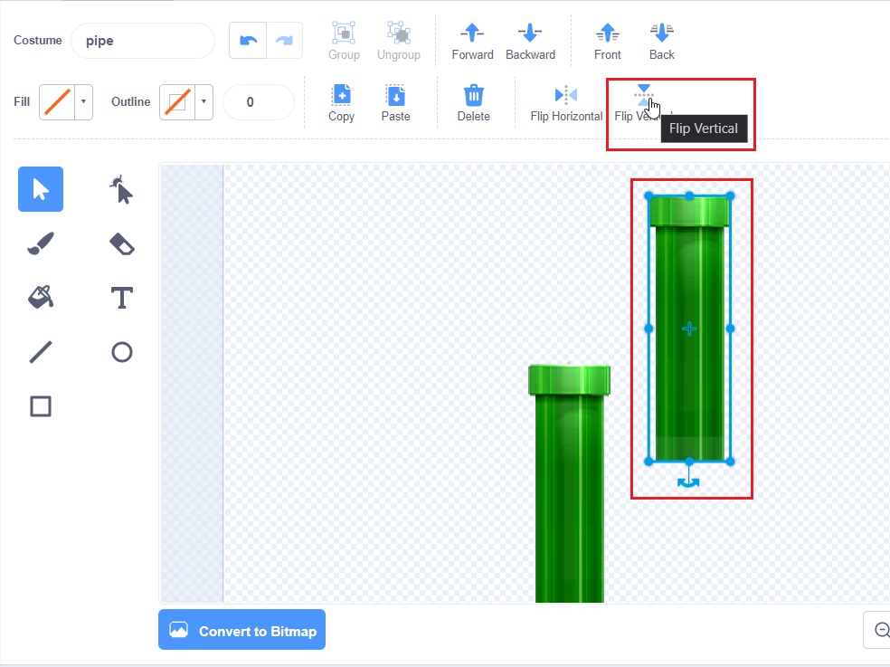  click on the “Flip Vertical”