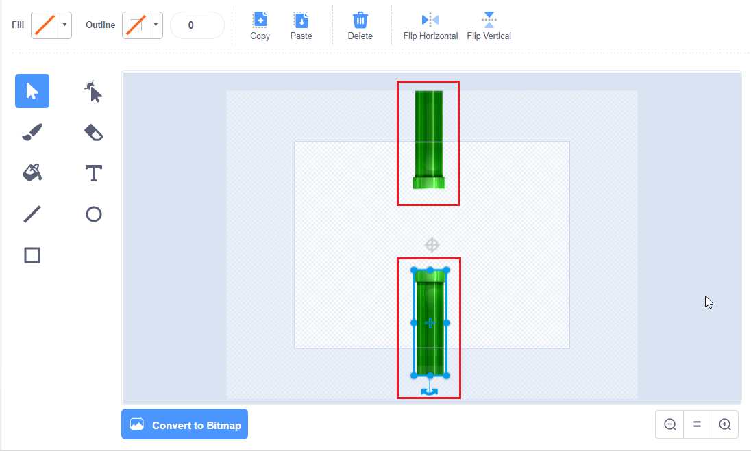 Arrange both “pipe” sprites