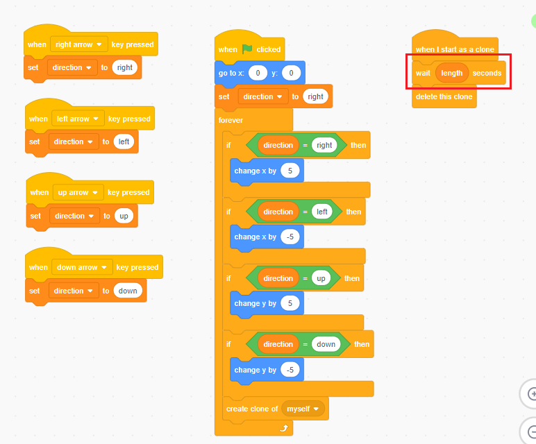 Drag & drop the “length” variable to the “wait seconds” block