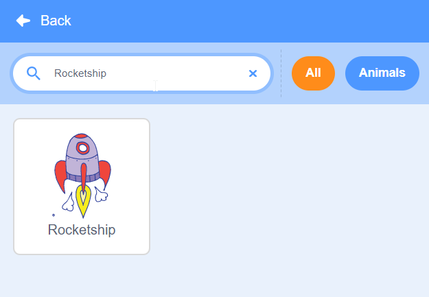 Search rocketship and click on it