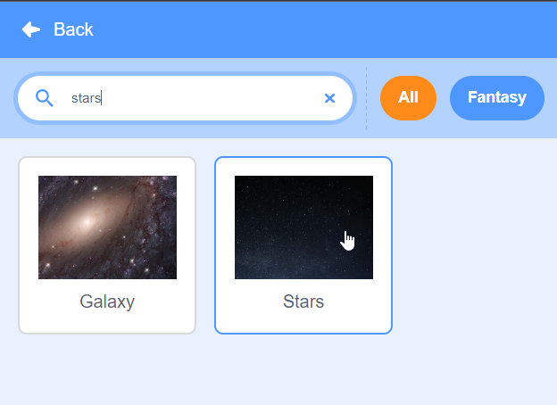 Type and search “Stars”