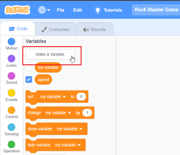 click on the “Make a Variable”