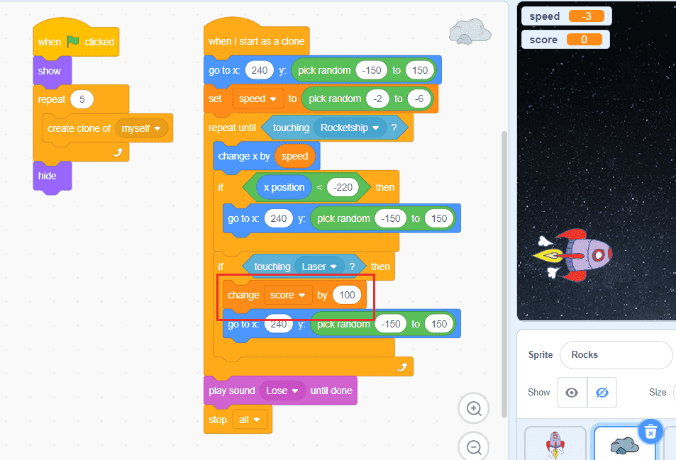 Drag & drop “change score by 100”