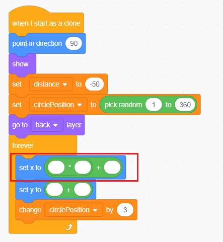 Drag & drop the “multiplication” block to the “addition” block