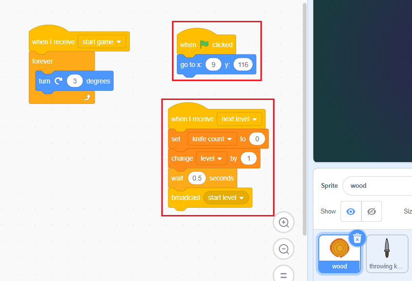 knife throwing game on scratch