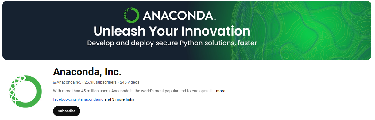 Python YouTube Channels #6 - anaconda inc. 