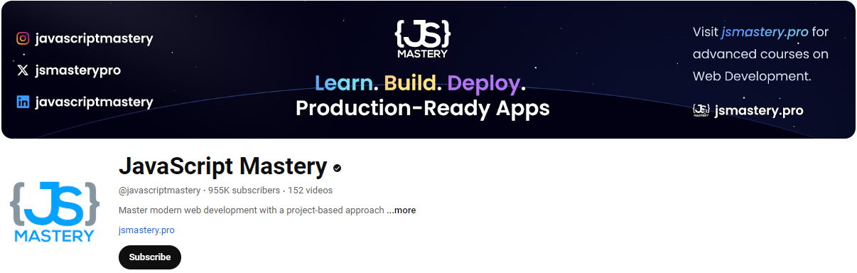 YouTube Channels to learn Javascript #9 - javascript mastery