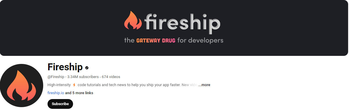 YouTube channels for app development #8 - fireship