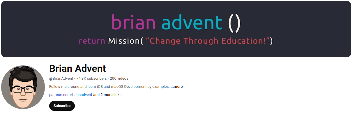 YouTube channels for app development #12 - Brian Advent