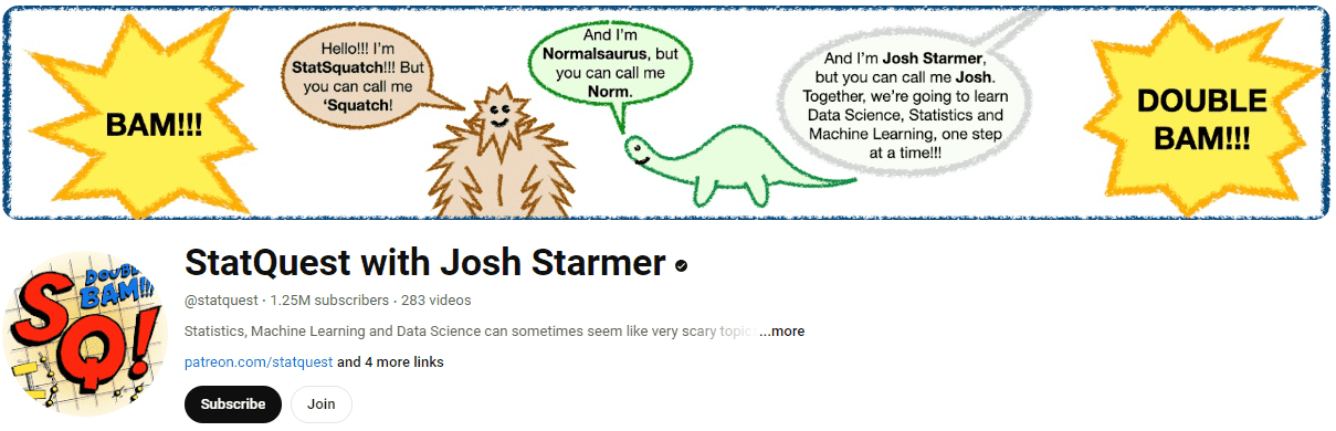 Best YouTube Channels for Learning Data Science #1- StatQuest with Josh Starmer