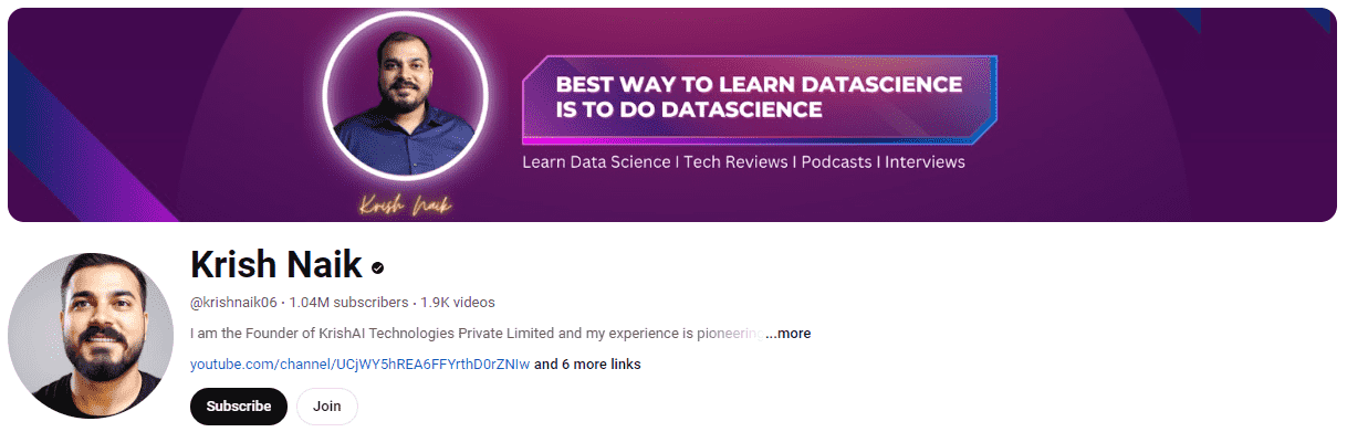 Best YouTube Channels for Learning Data Science #2- Krish Naik
