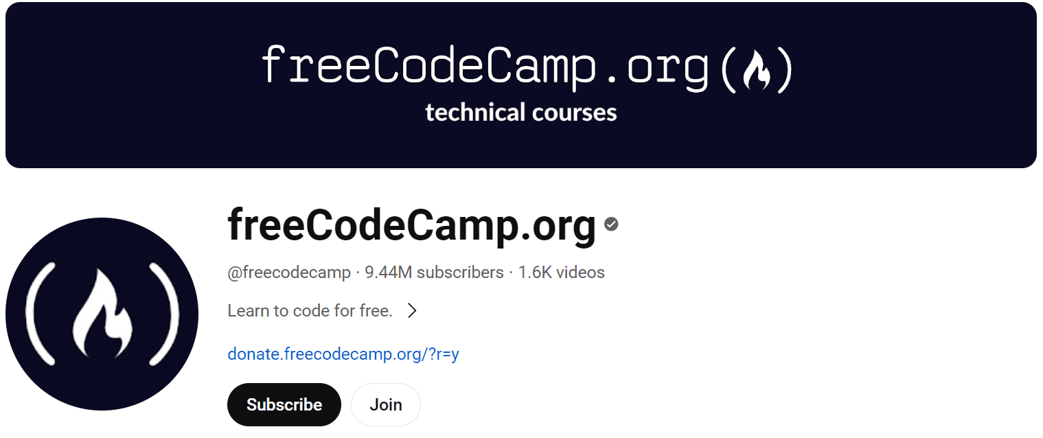 Best YouTube Channels for Learning Data Science #11- freecodecamp.org