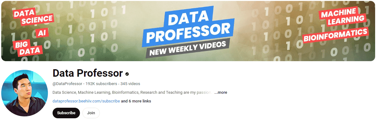 Best YouTube Channels for Learning Data Science #12- Data professor