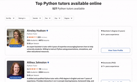 Python tutors at Wiingy for assignment help